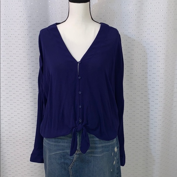 Express Tops - Express-Drop Shoulder Tie Front Shirt-NWOT